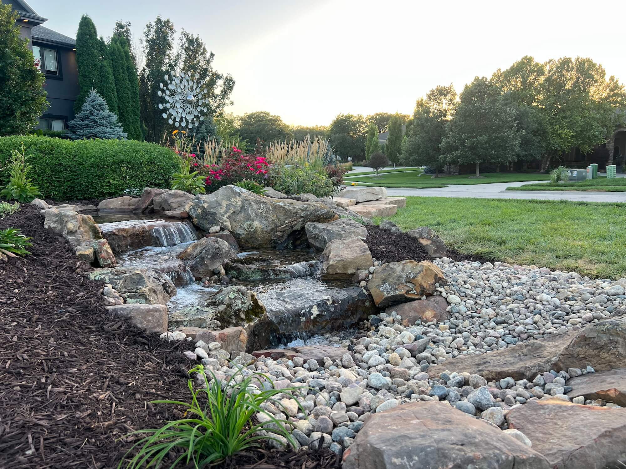 Pondless waterfall landscape feature